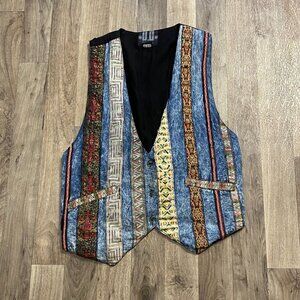 DD Designs Vintage Patchwork Striped Vest Size Small Retro Dapper